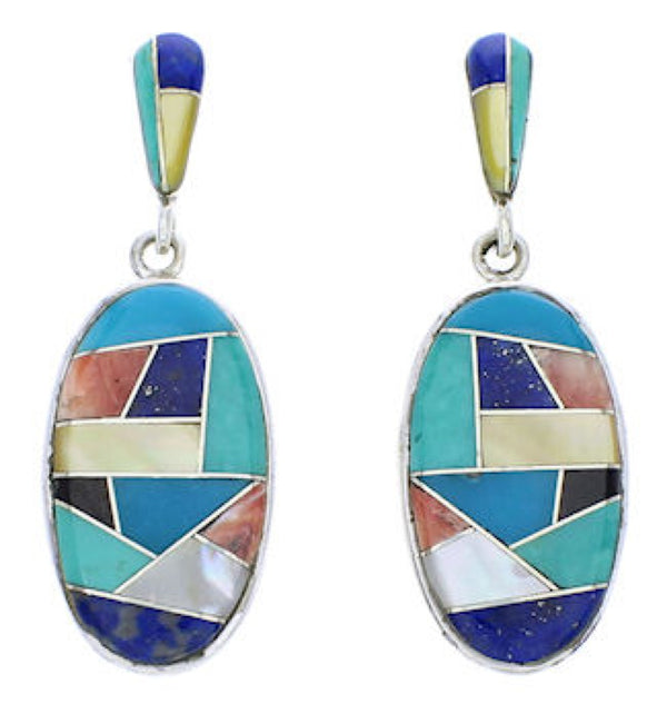 Multicolor Inlay Post Dangle Earrings GS75653